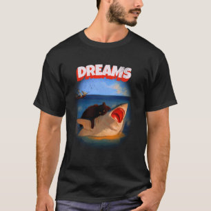 Grappige Kat Met Grote Dromen Om Haai Te Bijten En T-shirt