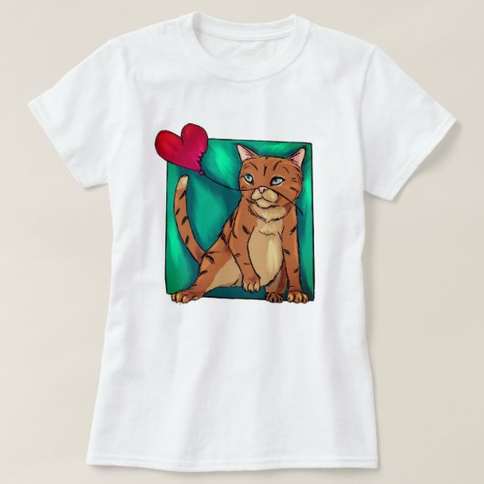 Grappige kat met hartballon t-shirt (Design voorkant)