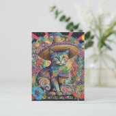 Grappige Kat Met Katnip Cupcake Collage Briefkaart (Staand voorkant)