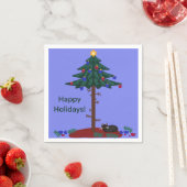 Grappige kat met kerstboom servet (Insitu)