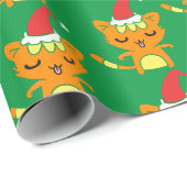 Grappige kat met kerstmuts kerst kat patroon cadeaupapier (Rol Hoek)