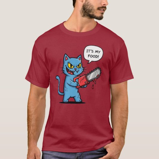 Grappige Kat met Kettingzaag T-shirt (Voorkant)