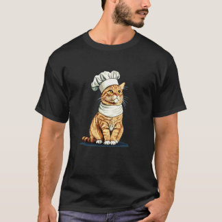 Grappige kat met koekenpan hoed kostuum voor man e t-shirt