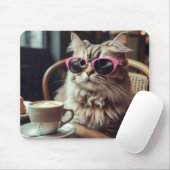 Grappige kat met koffie Muismat (Met muis)