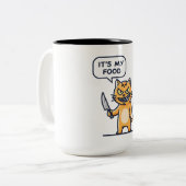 Grappige kat met mes tweekleurige koffiemok (Voorkant links)