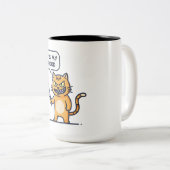 Grappige kat met mes tweekleurige koffiemok (Voorkant rechts)