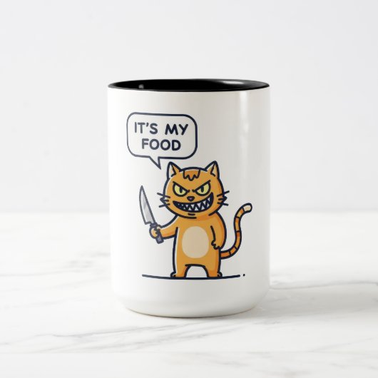 Grappige kat met mes tweekleurige koffiemok (Center)