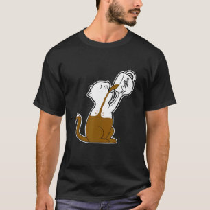 Grappige kat met ochtend koffiemok voor cool T-shi T-shirt