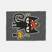 Grappige kat met paddenstoelenhoed Zwarte kat met Fleece Deken (Voorkant (Horizontaal))