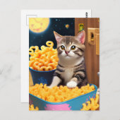 Grappige kat met pasta briefkaart (Voorkant / Achterkant)