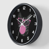 Grappige kat met roze bril Bubble Gum wandklok (Hoek)