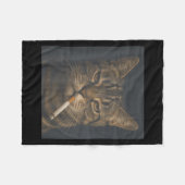 Grappige kat met sigaret sarcastische meme roken a fleece deken (Voorkant (Horizontaal))