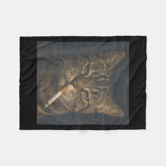 Grappige kat met sigaret sarcastische meme roken a fleece deken (Voorkant (Horizontaal))