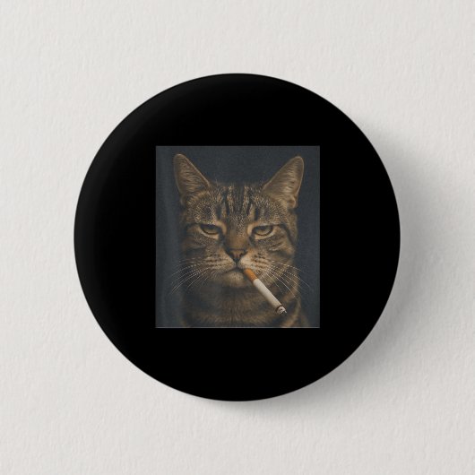 Grappige kat met sigaret sarcastische meme roken a ronde button 5,7 cm (Voorkant)