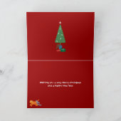 Grappige kat met tinsel nuchtere kerst Kaart (Binnen)