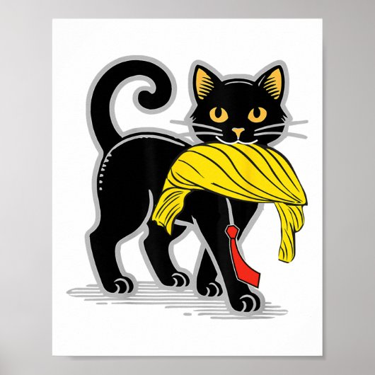 Grappige kat met Trump haar Amerikaanse vlag stem Poster (Voorkant)