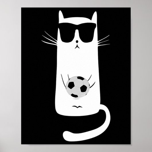Grappige kat met zonnebril die voetbal speelt poster (Voorkant)