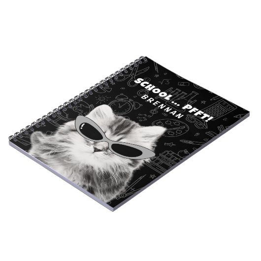 Grappige kat met zonnebril Terug naar school Custo Notitieboek (Linkerzijde)