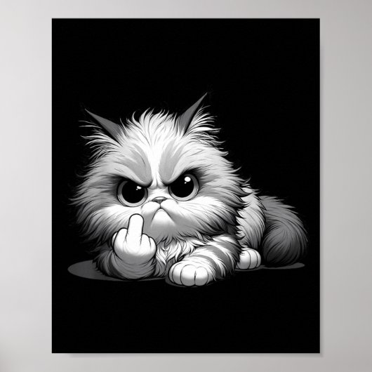 Grappige kat middelste vinger sarcastisch sassy ch poster (Voorkant)