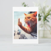 Grappige kat middelvinger hilarische kat in de aut bedankkaart (Staand voorkant)