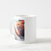 Grappige kat middelvinger hilarische kat in de aut koffiemok (Voorkant links)