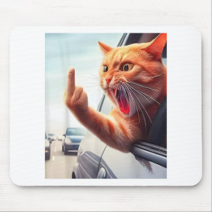 Grappige kat middelvinger hilarische kat in de aut muismat
