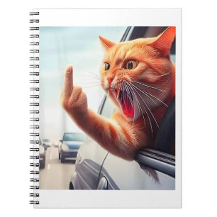 Grappige kat middelvinger hilarische kat in de aut notitieboek