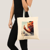 Grappige kat middelvinger hilarische kat in de aut tote bag (Voorkant (product))