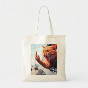 Grappige kat middelvinger hilarische kat in de aut tote bag