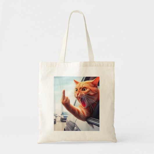 Grappige kat middelvinger hilarische kat in de aut tote bag (Voorkant)