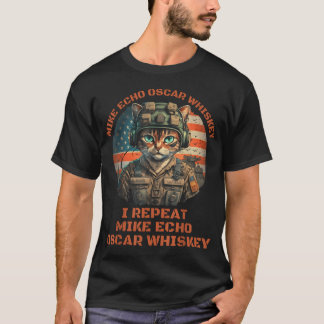 Grappige Kat Militaire Mike Echo Oscar Foxtrot T-shirt