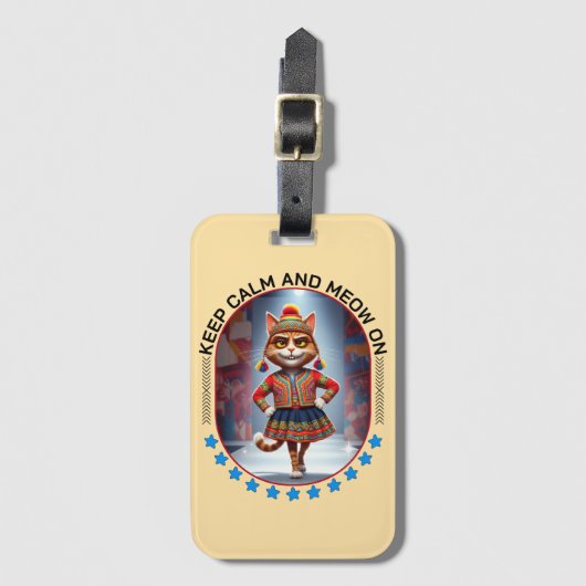 Grappige kat mode show bagagelabel (Voorkant (verticaal))