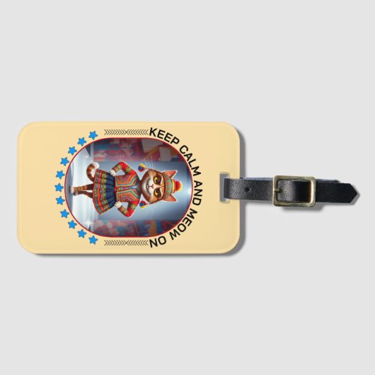 Grappige kat mode show bagagelabel (Voorkant (horizontaal))