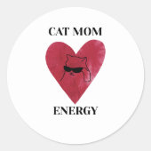 Grappige Kat Moeder Energie Ronde Sticker (Voorkant)