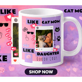 Grappige Kat MOEDER KAT VADER KAT CADEAU Beker VOO Koffiemok