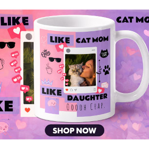 Grappige Kat MOEDER KAT VADER KAT CADEAU Beker VOO Koffiemok