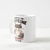 Grappige kat moeder koffiemok cadeau, loopt op caf (Voorkant links)