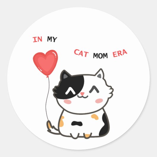 Grappige Kat Moeder Tijdperk Ronde Sticker (Voorkant)