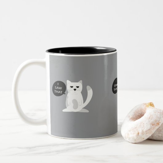 Grappige kat mok | "Ik zag het" sarcastisch katten (Met donut)
