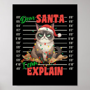 Grappige kat Mugshot Beste Kerstman Ik kan Kerstmi Poster