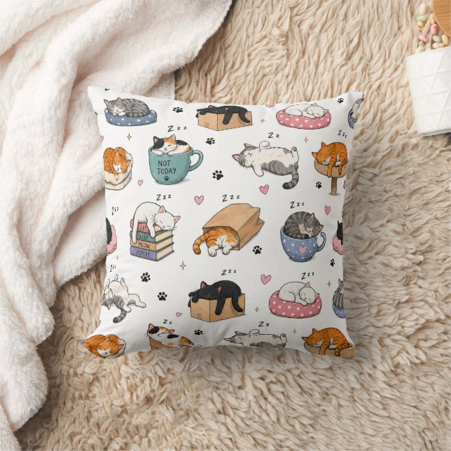 Grappige kat naadloos patroon decoratief kussen (Deken)