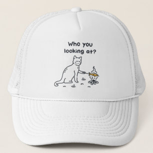 Grappige kat naar wie ik kijk? trucker pet
