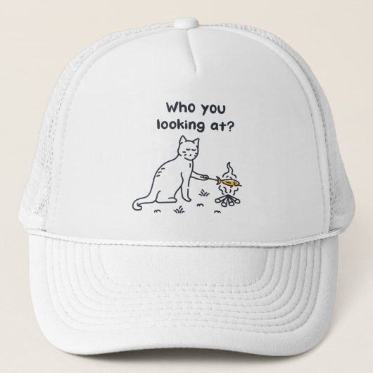 Grappige kat naar wie ik kijk? trucker pet (Voorkant)