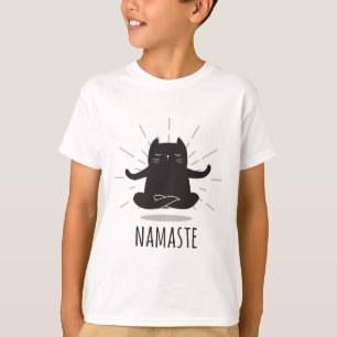 Grappige kat Namaste yogahoudingen Boeddha bloem s T-shirt