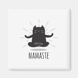 Grappige kat Namaste yogahoudingen Boeddha bloemsy Magneet