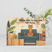 Grappige Kat Nieuwe Huis Bewegende Aankondiging (Staand voorkant)