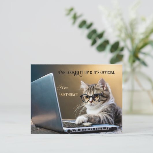 Grappige kat officiële verjaardag briefkaart (Staand voorkant)