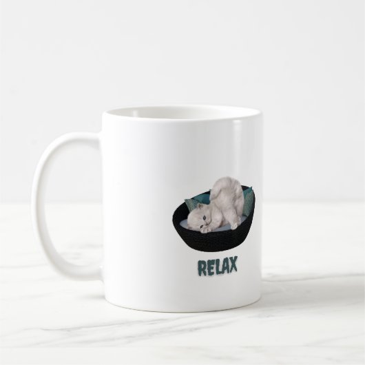 grappige kat ontspant  koffiemok (Links)