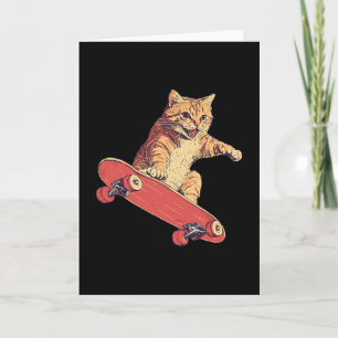 Grappige kat op een skateboard skateboarden kaart