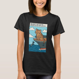 Grappige kat op een vliegdekschip t-shirt